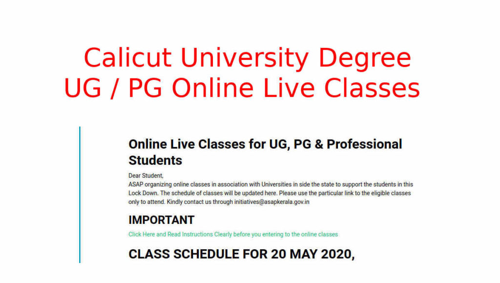 Calicut University UG/PG Live Classes - ASAP Online Class