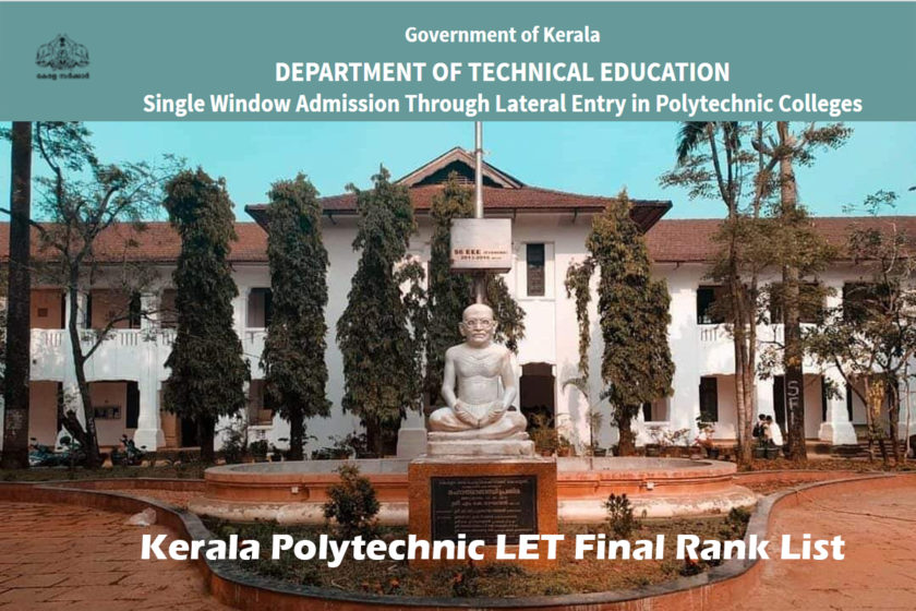Kerala Polytechnic LET Final Rank List 2022
